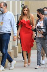 SOFIA VERGARA in a Red Dress Out in Pasadena 08/24/2022