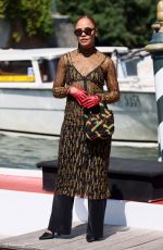 TESSA THOMPSON Leaves Excelsior Hotel in Venice 08/30/2022