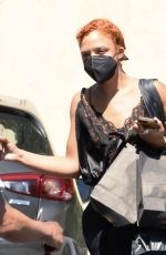 TESSA THOMPSON Out Shopping with Her Dog in Beverly Hills 08/10/2022