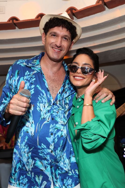 VANESSA HUDGENS at Tavern Anema e Core with Owner Gianluigi Lembo in Capri 08/03/2022