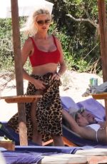 VICTORIA SILVSTEDT in a Red Bikini at a Beach in Porto Cervo 08/04/2022