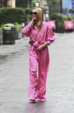 AMANDA HOLDEN in a Pink Jumpsuit Arrives at Heart Radio in London 09/23/2022