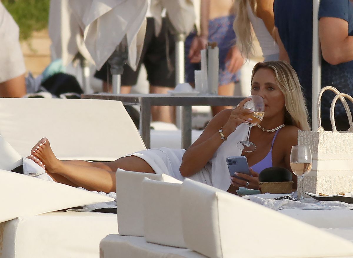AMBER TURNER in Bikini Partying with Her Boyfriend Dan Edgar in Ibiza 09/02...
