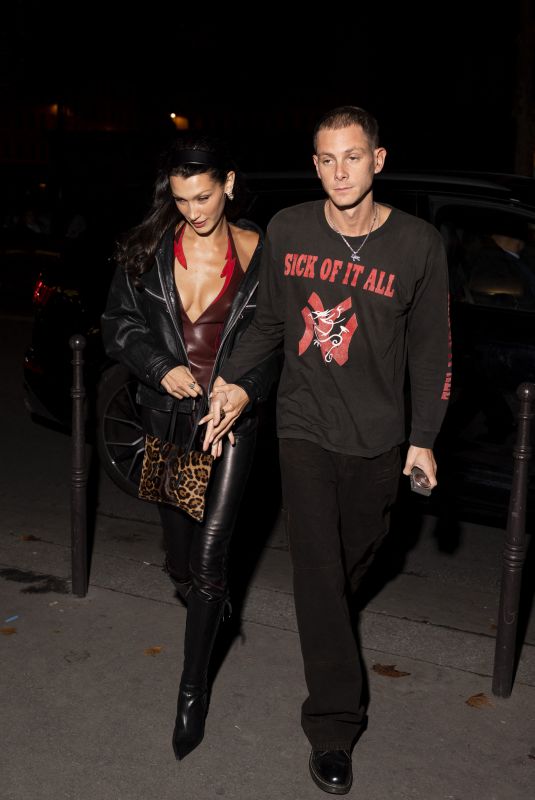 BELLA HADID and Marc Kalman Heading to La Maison du Caviar in Paris 09/28/2022