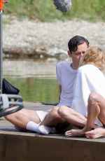 BRIE LARSON and Lewis Pullman Film a Kissing Scene in Los Angeles 09/13/2022