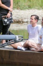 BRIE LARSON and Lewis Pullman Film a Kissing Scene in Los Angeles 09/13/2022