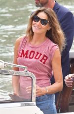 CARLA BRUNI Leaves Venice Aboard a Water Taxi 09/03/2022