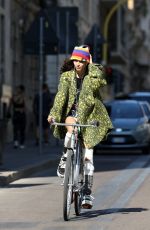 CHIARA SCELSI Out Riding Her Bicycle in Milan 09/16/2022