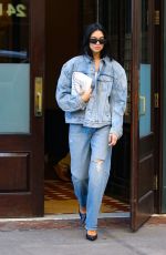 DUA LIPA in Double Denim Leaves Greenwich Hotel in New York 09/29/2022