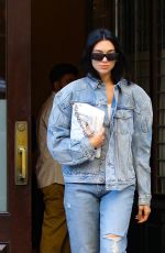 DUA LIPA in Double Denim Leaves Greenwich Hotel in New York 09/29/2022