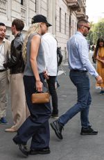 GIGI HADID Leaves Her Hotel for Versace Show in Milan 09/23/2022