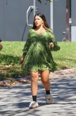 GINA RODRIGUEZ Takes a Break on the Set of Not Dead Yet in Los Angeles 09/26/2022