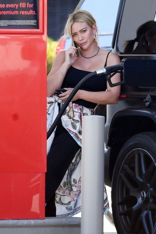 HILARY DUFF at a Gas Station in Los Angeles 09/28/2022
