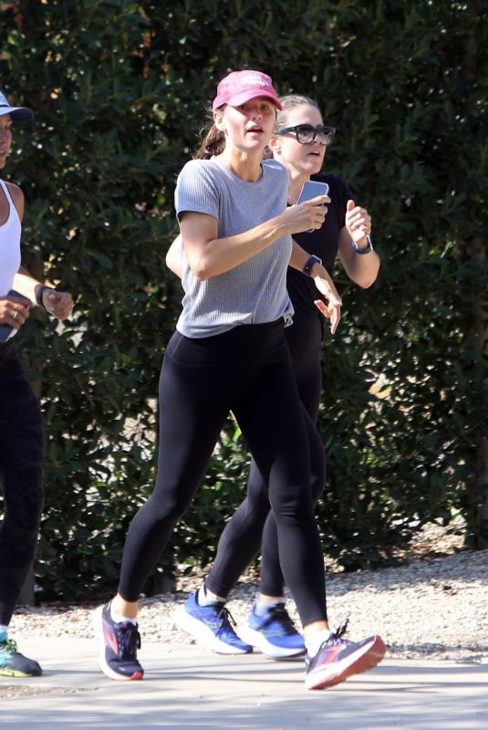 JENNIFER GARNER Out Jogging with a Friend in Brentwood 09/13/2022