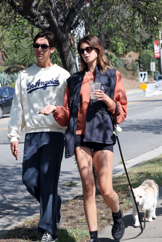 KAIA GERBER Out with a Friend and Her Dog in Los Feliz 09/16/2022