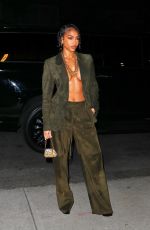 LORI HARVEY Arrives at Tom Ford Show at New York Fashion Week 09/14/2022