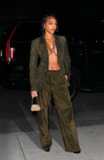 LORI HARVEY Arrives at Tom Ford Show at New York Fashion Week 09/14/2022