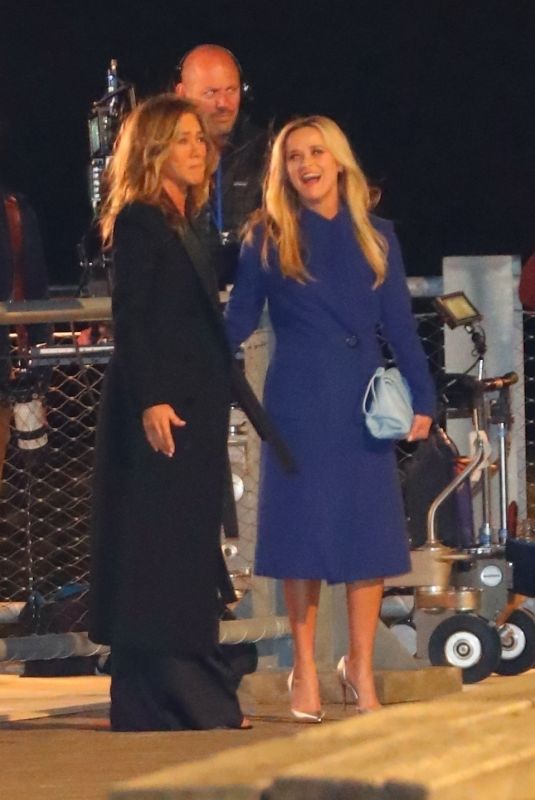 REESE WITHERSPOON and JENNIFER ANISTON on the Set of The Morning Show in Brooklyn 09/29/2022