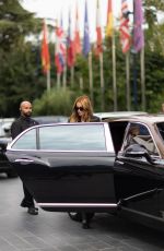 RITA ORA Heading to Rhearsals at Skanderbeg Square in Tirana 09/04/2022