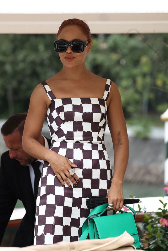 TESSA THOMPSON Arrives at Hotel Excelsior in Venice 09/09/2022