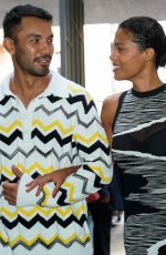 TINA KUNAKEY Arrives at Missoni Show at Milan Fashion Week 09/23/2022