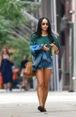 ZOE KRAVITZ in Denim Shorts Out in New York 09/20/2022