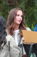 ALICIA VIKANDER Arrives at San Vicente Bungalows in West Hollywood 10/15/2022
