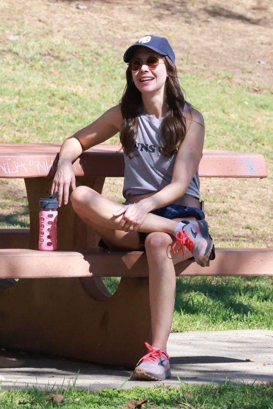 ALISON BRIE Out with a Friend at a Park in Los Angeles 10/19/2022