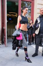 BELLA HADID Arrives at Vivienne Westwood Show at Paris Fashion Week 10/01/2022