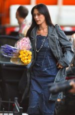 BELLA HADID in a Denim Dress Out in New York 10/09/2022