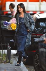BELLA HADID in a Denim Dress Out in New York 10/09/2022