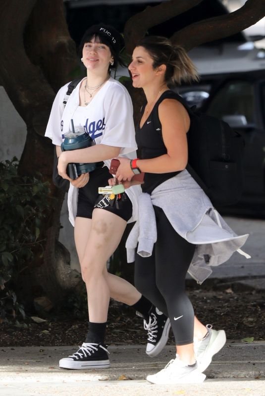 BILLIE EILISH Out with Her Trainer in Los Angeles 10/28/2022