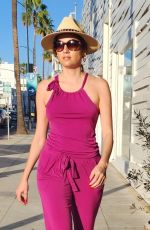 BLANCA BLANCO in a Pink Eva Varro Jumpsuit Out in Beverly Hills 09/30/2022