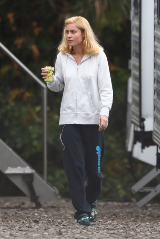 BRIE LARSON on the Set of Lessons in Chemistry in Los Angeles 10/13/2022
