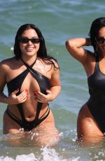 CHANEY JONES and ALIANA MAWIA in Swimsuits at a Beach in Miami 10/23/2022