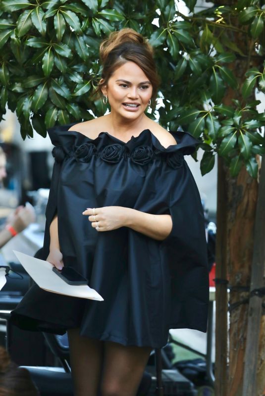 CHRISSY TEIGEN on the Set of a Cooking Show Segment in Los Angeles 10/17/2022