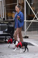 CHRISTY TURLINGTON Out with Her Dogs in New York 10/07/2022