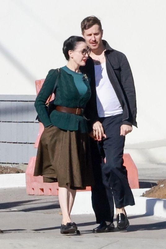 DITA VON TEESE and Adam Rajcevich Out for Lunch at Little Dom’s in Los Feliz 10/23/2022