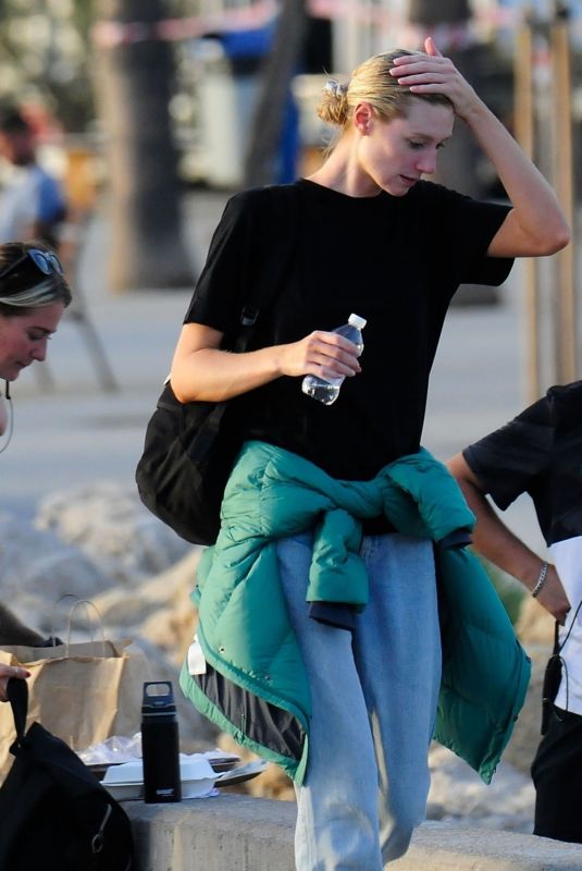 ELIZABETH DEBICKI Arrives at a Harbor After Filming in Spain 10/19/2022