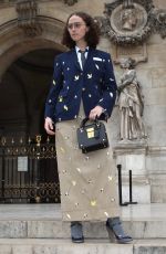ELLA EMHOFF Leaves Thom Browne Show at Paris Fashion Week 10/03/2022