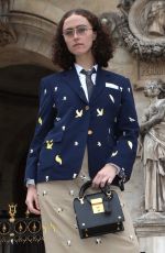 ELLA EMHOFF Leaves Thom Browne Show at Paris Fashion Week 10/03/2022