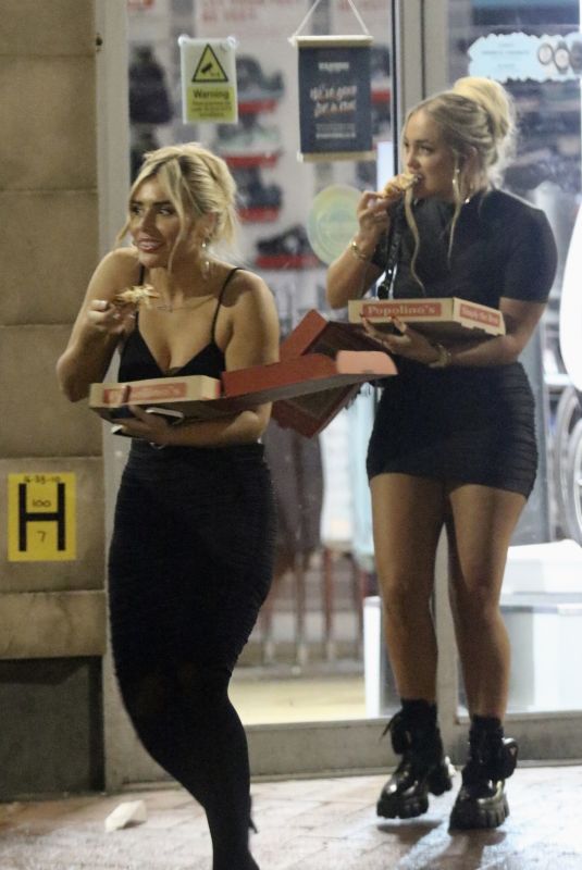 ELLIE BROWN and MOLLY BEDFORD Order Pizza via Deliveroo Night Out in Manchester 10/21/2022