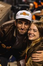 EMMA STONE and Dave McCary at San Diego Padres vs. New York Mets Game in New York 10/07/2022