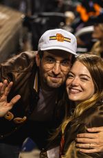 EMMA STONE and Dave McCary at San Diego Padres vs. New York Mets Game in New York 10/07/2022