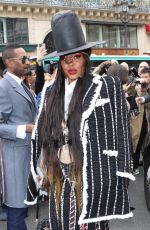 ERYKAH BADU Arrives at Thom Browne Show at Paris Fashion Week 10/03/2022