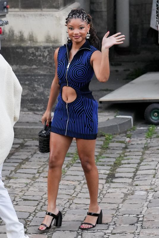 HALLE BAILEY Arrives at Off-White Show at Paris Fashion Week 09/29/2022