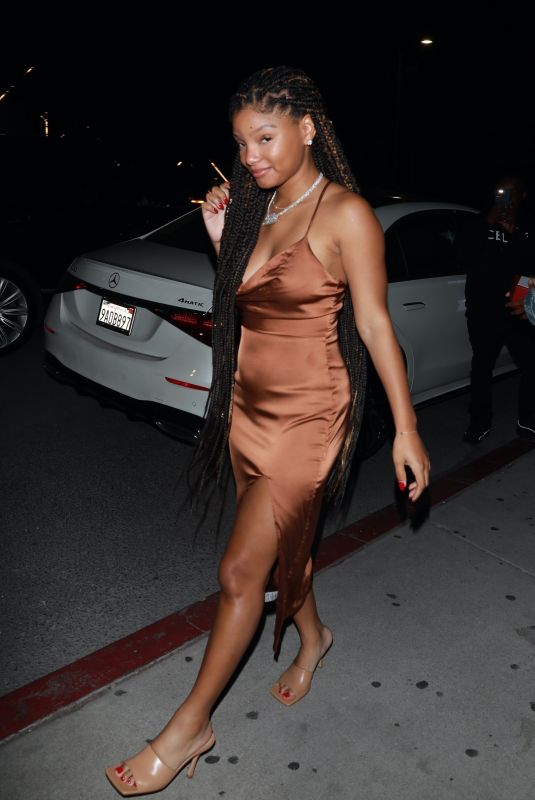 HALLE BAILEY Leaves Catch Steak LA in West Hollywood 10/10/2022