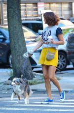 HELENA CHRISTENSEN Out with Her Dog in New York 10/07/2022