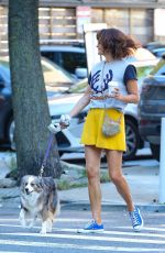 HELENA CHRISTENSEN Out with Her Dog in New York 10/07/2022