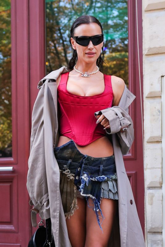 IRINA SHAYK Leaves Vivienne Westwood Fashion Show in Paris 10/01/2022